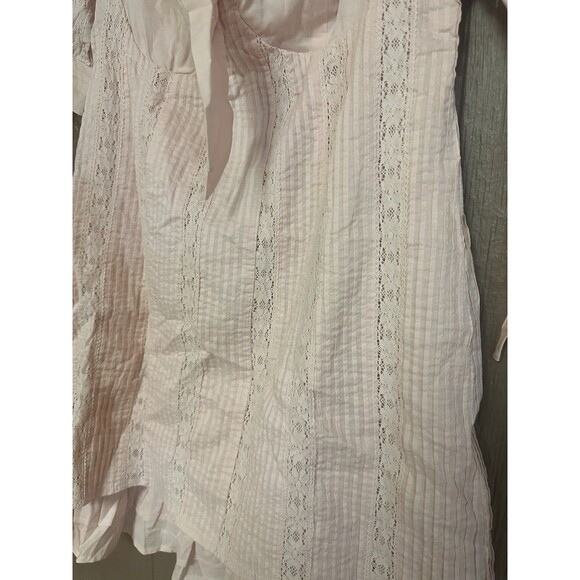 Lulu's Ryleigh Blush Pink Tie-Front Pleated Lace Mini Dress Size Medium Ruffle - Picture 2 of 7